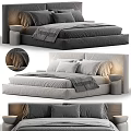 Modern Double Bed Interior Design With Comfortable Pillows Bedding And Side Lamps