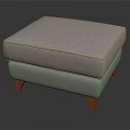Light Gray Upholstered Sofa Stool With Wooden Legs For Modern Living Room