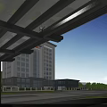 Aerial Planning of Modern Hospital Building With Greenery Plaza and Road Layout