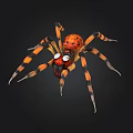 Orange Spider With Black Spots Orange Black Legs White Eye Like Parts On Black Background