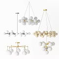 Various Modern Chandeliers With Gold Silver Frames And Sphere Decorations For Home 3d model