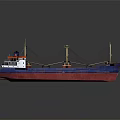 3D Render Of Large Cargo Ship With Red Deck And Masts