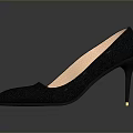 Black Fabric Pointed Toe High Heels With Red Stiletto Heel For Daily Use