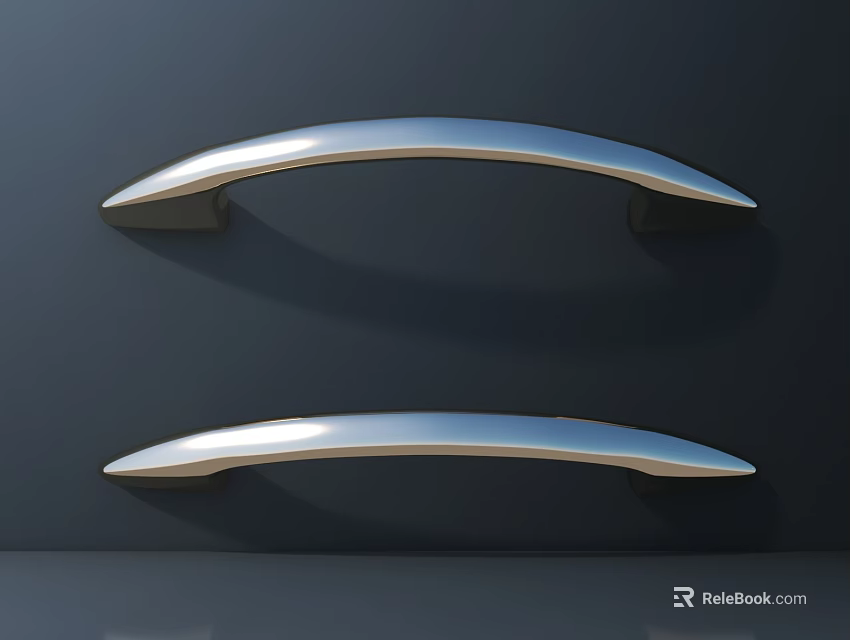 Silver Stainless Steel Cabinet Handles For Kitchen Furniture With Sleek Design 3d model 