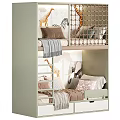 Kids Bunk Bed with Giraffe Elephant Prints Ladder Safety Net Soft Pillows and Blankets