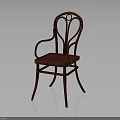 Elegant Stylish Red Wooden Chair With Curved Backrest Armrest And Upholstered Seat
