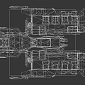 Detailed 3D Cosmic Spaceship Model with Intricate Modular Structure and Design