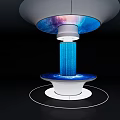 Modern Showcase Shelves with Circular Lighting Column Structure and Colorful Display Panels 3d model