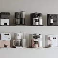 Modern Kitchen Appliances Featuring Various Coffee Machines in Different Colors and Styles 3d model