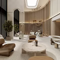 Luxurious Beauty Hair Salon Interior With Brown Sofas Marble Coffee Table And Green Plants