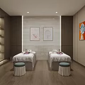 Modern Beauty Hair Salon Front Desk Reception Area With White Tone Sofa And Green Plants