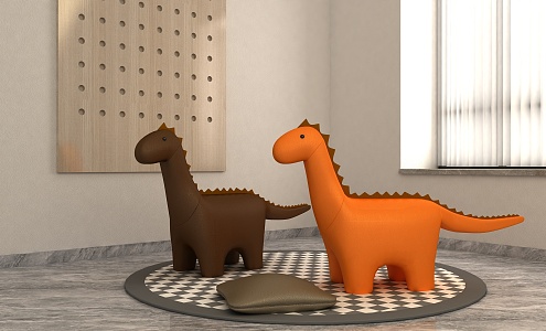 Leather Dinosaur Toy Dinosaur Stool 3d model