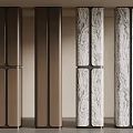 Modern Interior Design Pillars Featuring Wooden And Marble Finishes With Vertical Lines Cross Accents