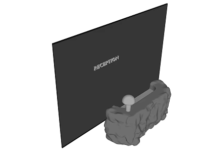 Modern Reception Desk with Black Panel Reception Sign and Stone Base Decoration 3d model