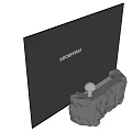 Modern Reception Desk with Black Panel Reception Sign and Stone Base Decoration