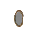 Two Irregularly Shaped Golden Mirrors in Modern Interior With Window Reflection