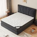 Comfortable White Mattress With Herringbone Pattern On Black Bed Frame And Upholstered Headboard