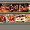 Warm Decorative Lights Illuminating Barbecue Skewers And Grilled Food