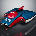Space Patrol Vehicle Model In Blue Red And White With Streamlined Design And Glossy Finish