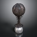 Decorative Spherical Equipment With Woven Texture And Chain Decorations On Silver Base