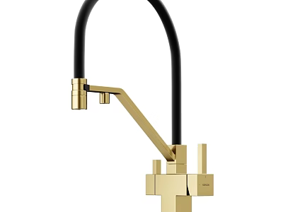 Modern Gold And Black Faucet With Curved Neck And Sleek Contemporary Design 3d model