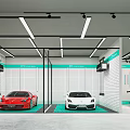 Modern 4S Shop Interior Design With Tire Display Shelves And Car Accessories