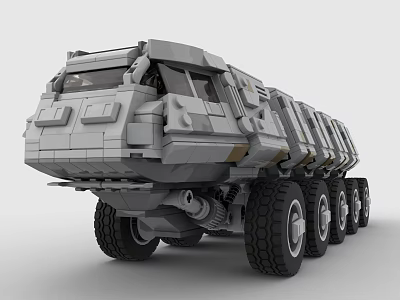 Gray Utility Vehicle with Sturdy Design Multiple Wheels and Heavy Duty Functionality 3d model
