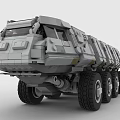 Gray Utility Vehicle with Sturdy Design Multiple Wheels and Heavy Duty Functionality 3d model