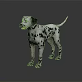 Dalmatian Dog Standing Gracefully With Black Spots On White Fur Against Dark Background
