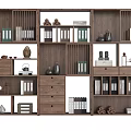 Modern Wooden Bookcase With Multiple Shelves Books And Decorative Storage Items