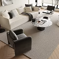 Modern Sofa And Coffee Table Set With Decorative Pillows Round Table And Area Rug