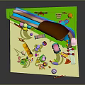 Colorful Indoor Kids Playroom With Slide Balloons Castle And Toys