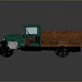 Vintage Green Truck With Wooden Cargo Bed And Retro Classic Design