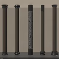 Modern Decorative Columns With Zebra Pattern Brown Finish And Black Accents Design