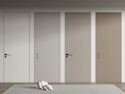Four Modern Hinged Doors with Different Color Finishes in Interior Space 3d model