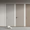 Four Modern Hinged Doors with Different Color Finishes in Interior Space