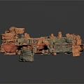 Red Sandstone Canyon Landscape With Rock Formations Sandy Ground And Natural Arch