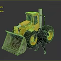 Yellow Construction Loader With Large Front Bucket Standing Next To Black Figure