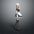 3D Render Of Maid Character With Blonde Hair Black Dress And White Apron