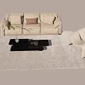 Light Colored Sofa Set With Gray Rug Black Coffee Table And Accent Chair 3d model