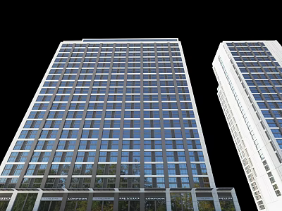 Modern Tall Office Building Exterior With Glass Curtain Walls And Large Windows 3d model