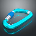 Shiny Reflective Transparent Blue Carabiner With Silver Metal Clip And Loop Design