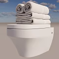 White Modern Toilet With Stacked Towels In Minimalist Bathroom Setting
