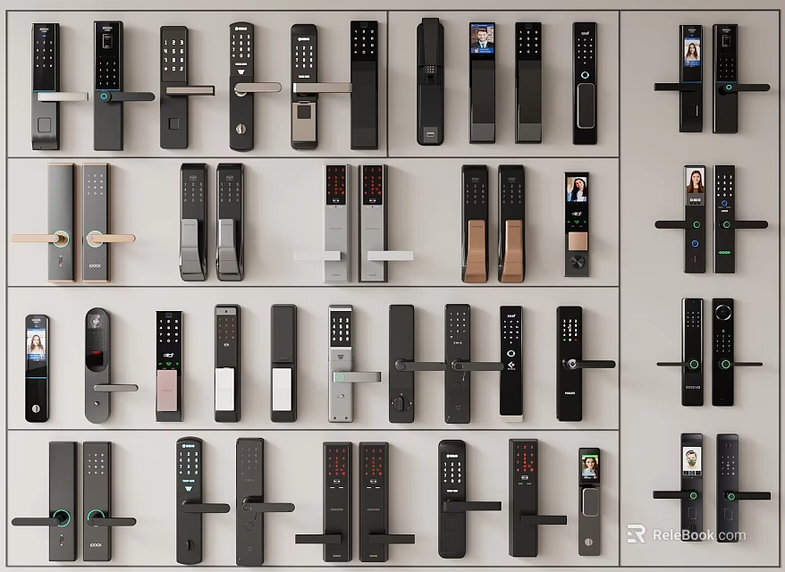 Various Modern Door Handles With Different Designs And Finishes For Home Decor 3d model 