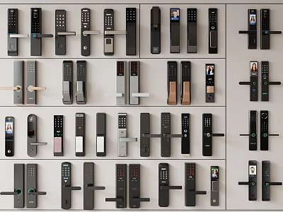 Various Modern Door Handles With Different Designs And Finishes For Home Decor 3d model