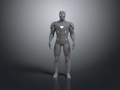 Robot Character Design With Chest Light And Body Lines In Standing Pose 3d model
