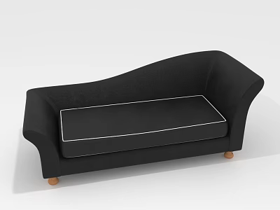 Black Modern Sofa With Curved Armrests White Stitching And Wooden Legs 3d model