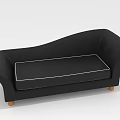 Black Modern Sofa With Curved Armrests White Stitching And Wooden Legs