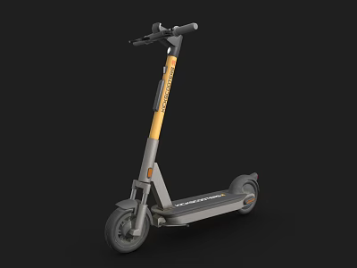 Modern Gray And Yellow Electric Scooter With Handlebar Deck And Wheels 3d model