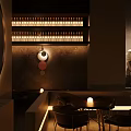 Modern Bar Interior With Arched Design Warm Lighting Wine Racks And Round Tables